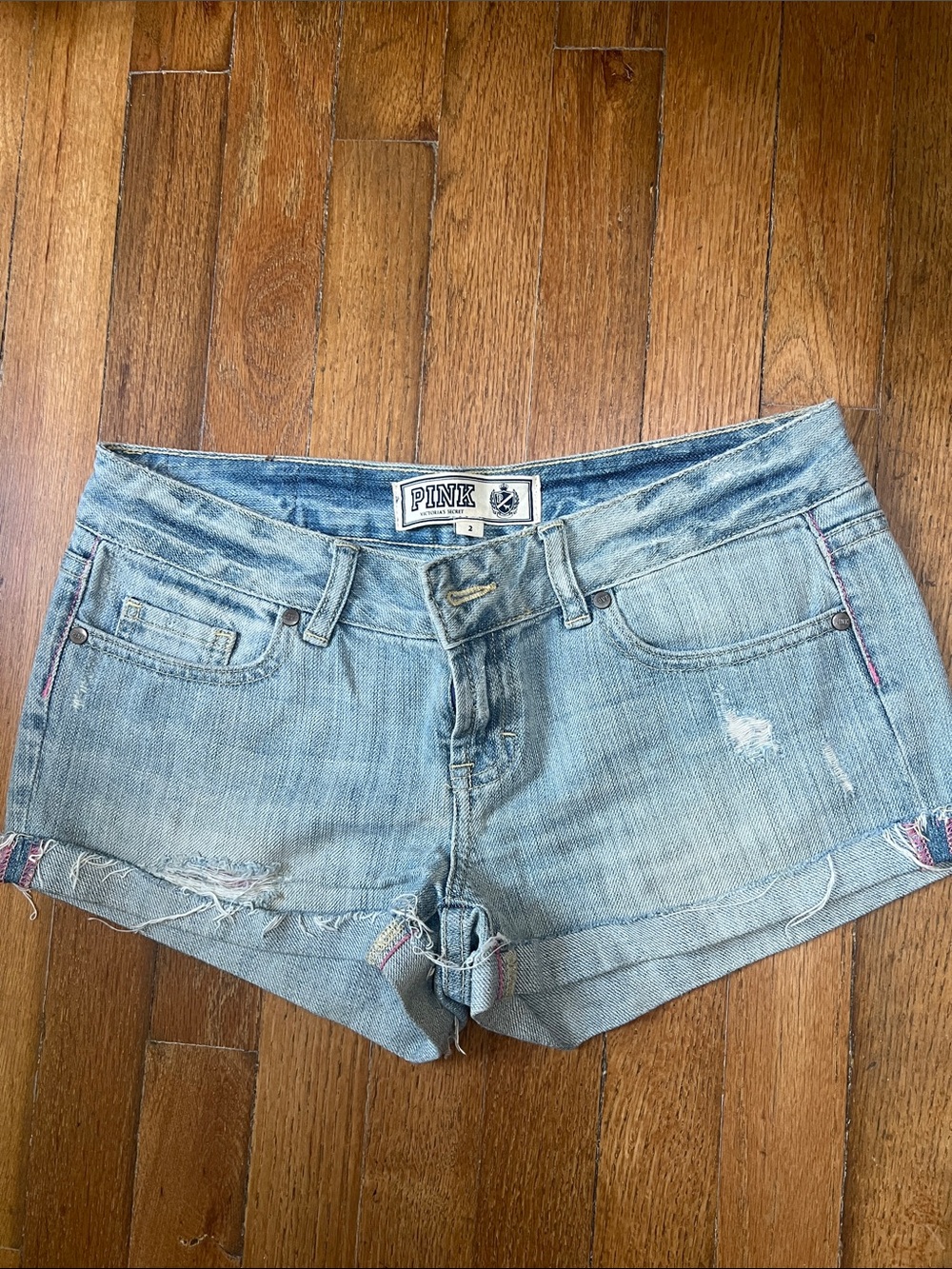 PINK Victoria's Secret Faded Light Blue Denim Cutoff Shorts